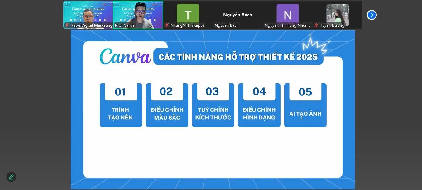 Repu Digital tổ chức thành công sự kiện  trực tuyến ” Canva AI Suite 2025: Bộ tính năng hoàn toàn mới & Bí quyết tối ưu thiết kế”